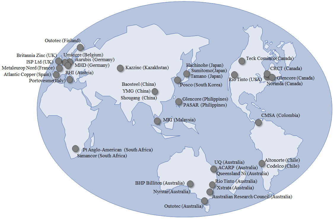 world map indicating locations of partners