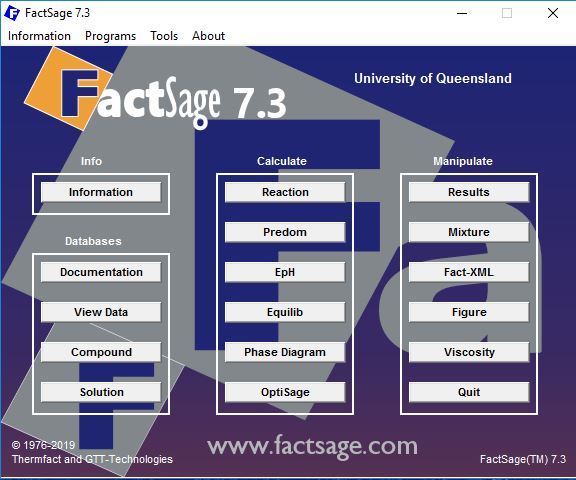 FactSage software screenshot