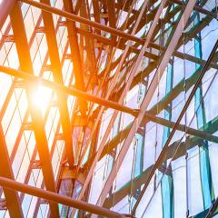 sun shining through steel frame